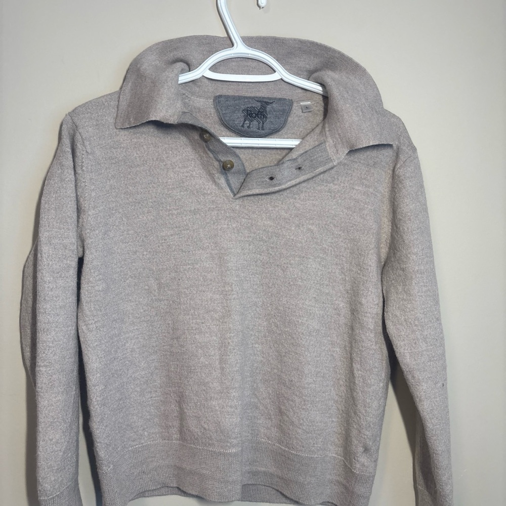 Raffi Grey 100% Extra Fine Merino Wool Bronson Sweater  Size L-M
